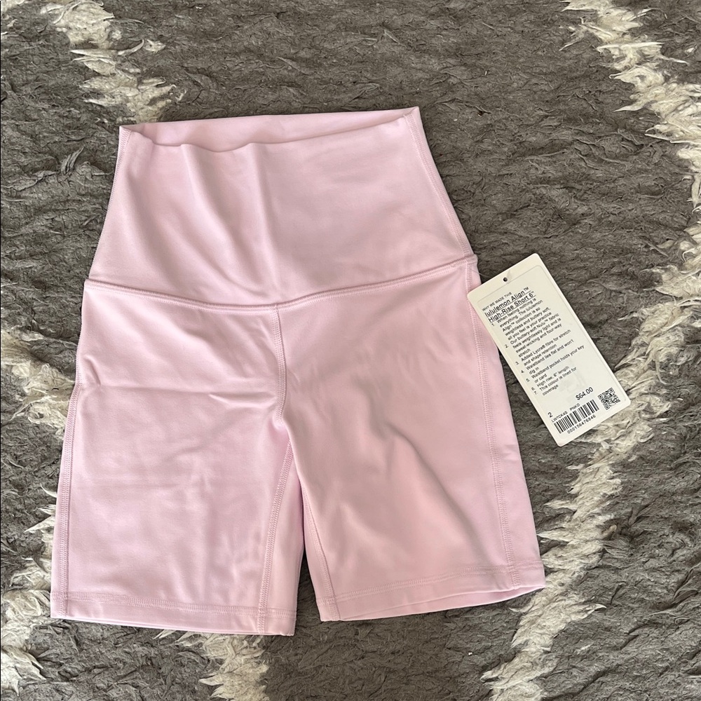 Lululemon align high-rise short 6” Size 2. Pink Organza. New with tags.